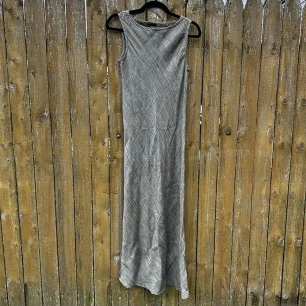 Eileen Fisher grey linen Cotten maxi dress Size small